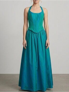 VTG Gunne &Sax Jessica McClintock Basque Waist Grad Dress Size 5/6 Fit Small 80s